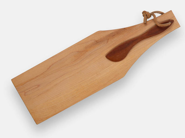 Maple Wine Bottle Platter with Wood Spreader